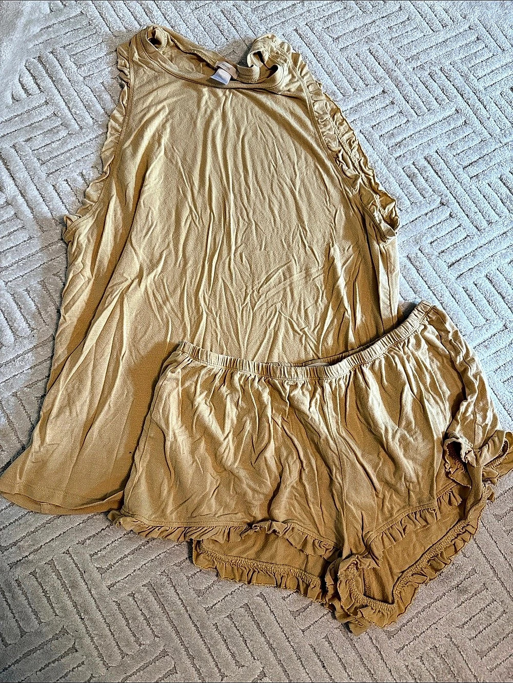 Eberjey Ruffled Pajama Tank and Shorts Set Yellow